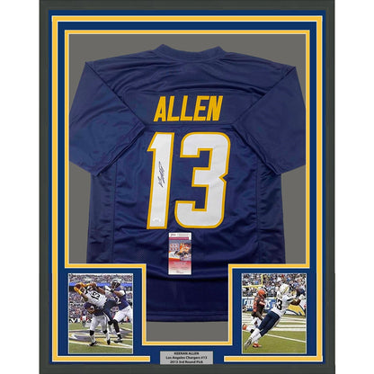 Framed Autographed/Signed Keenan Allen 35x39 Los Angeles LA Navy Blue Football Jersey JSA COA