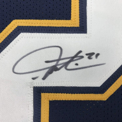 Framed Autographed/Signed LaDainian Tomlinson 35x39 San Diego Dark Blue Football Jersey JSA COA