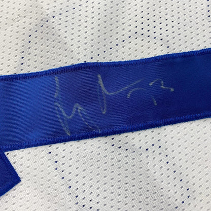 Framed Autographed/Signed Larry Allen 35x39 Dallas White Football Jersey JSA COA