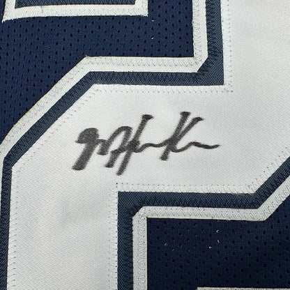 Framed Autographed/Signed Malik Hooker 35x39 Dallas Blue Football Jersey Beckett BAS COA