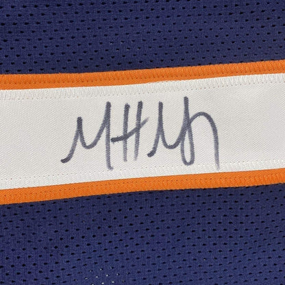 Framed Autographed/Signed Matt Nagy 35x39 Coach Chicago Blue Football Jersey Beckett BAS COA
