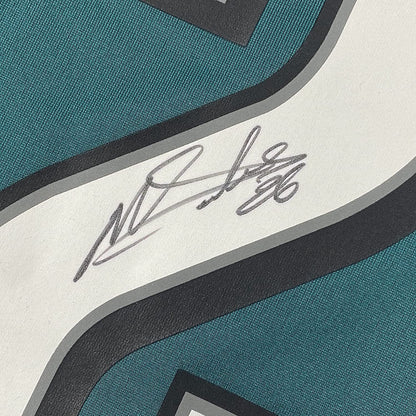 Framed Autographed/Signed Miles Sanders 35x39 Philadelphia Eagles Green Authentic Football Jersey JSA COA
