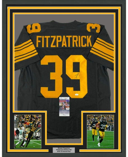 Framed Autographed/Signed Minkah Fitzpatrick 35x39 Pittsburgh Color Rush Football Jersey JSA COA