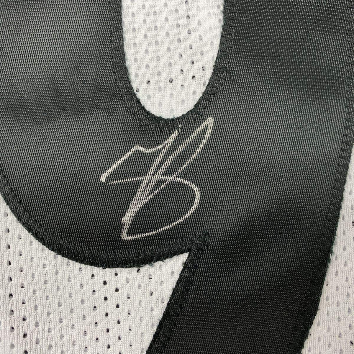 Framed Autographed/Signed Minkah Fitzpatrick 35x39 Pittsburgh White Football Jersey Beckett BAS COA