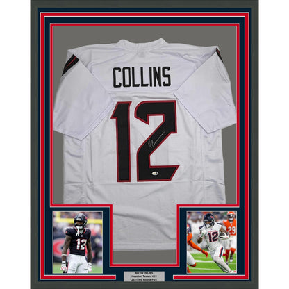 Framed Autographed/Signed Nico Collins 35x39 Houston White Football Jersey JSA COA