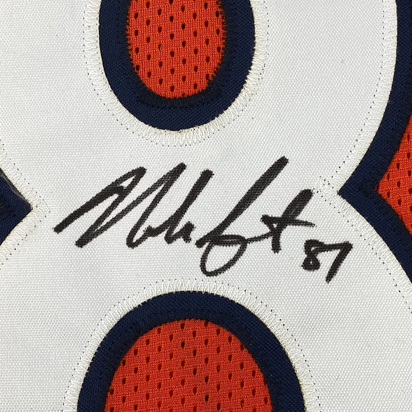 Framed Autographed/Signed Noah Fant 35x39 Denver Orange Football Jersey Beckett BAS COA