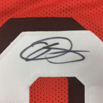 Framed Autographed/Signed Odell Beckham Jr. 35x39 Cleveland Orange Football Jersey JSA COA