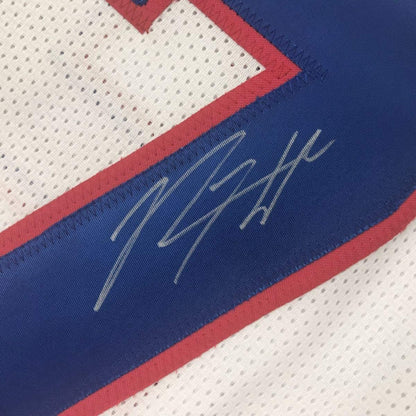 Framed Autographed/Signed Rodney Hampton 35x39 New York White Football Jersey PSA/DNA COA