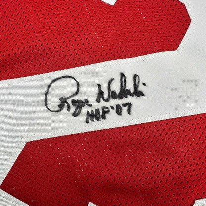 Framed Autographed/Signed Roger Wehrli 35x39 HOF 07 Arizona Red Football Jersey JSA COA
