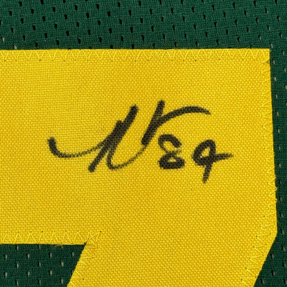 Framed Autographed/Signed Romeo Doubs 35x39 Green Bay Color Rush Green Football Jersey JSA COA
