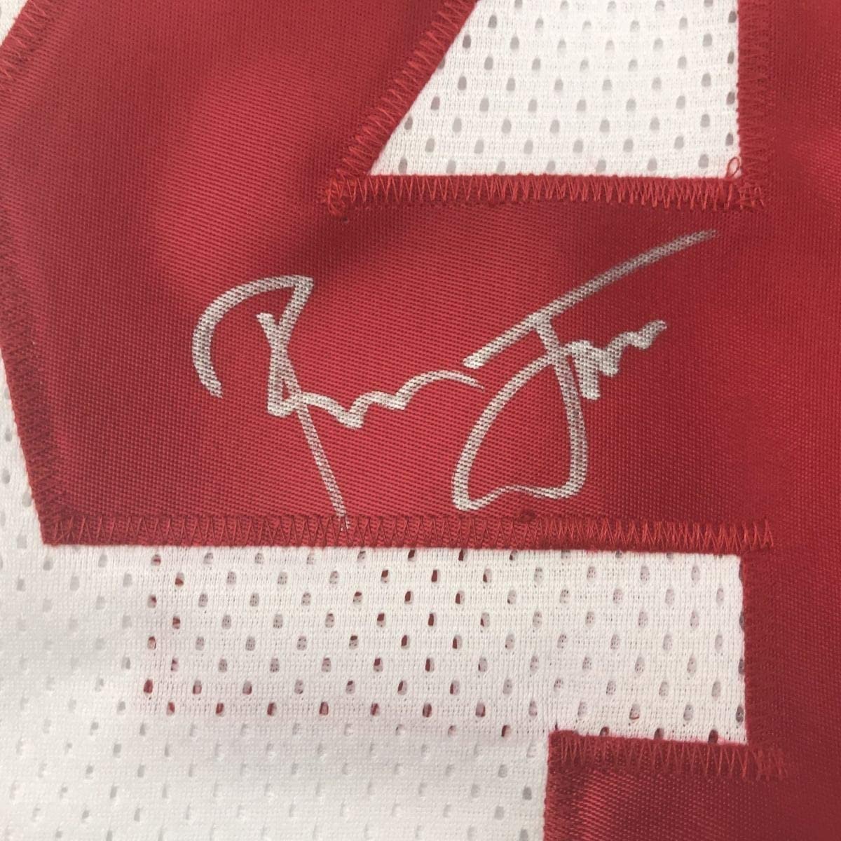Framed Autographed/Signed Ronnie Lott 35x39 San Francisco 49ers White Football Jersey JSA COA