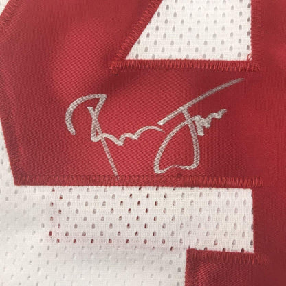 Framed Autographed/Signed Ronnie Lott 35x39 San Francisco 49ers White Football Jersey JSA COA