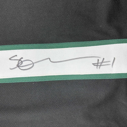 Framed Autographed/Signed Ahmad Sauce Gardner 35x39 New York Black Football Jersey Beckett BAS COA
