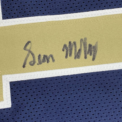 Framed Autographed/Signed Sean McVay 35x39 Los Angeles LA Dark Blue Football Jersey Beckett BAS COA