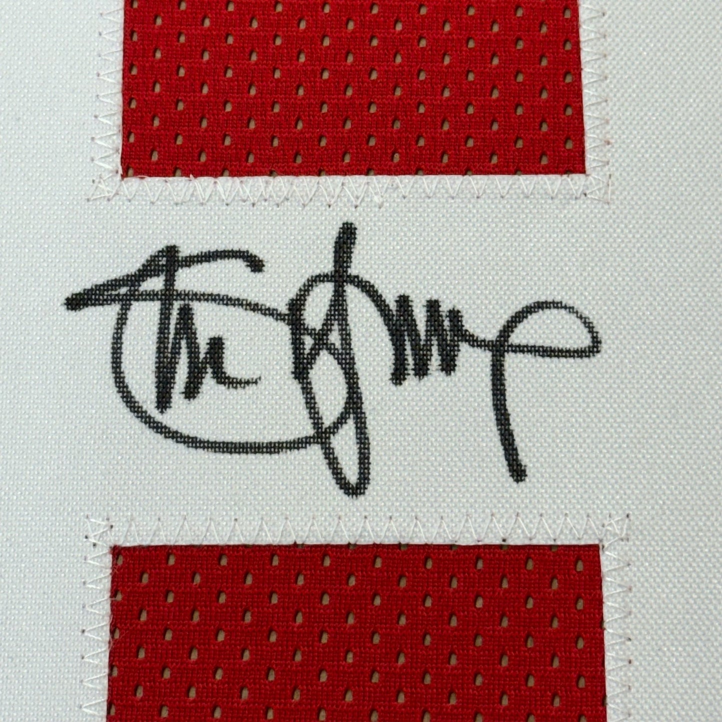 Framed Autographed/Signed Steve Young 35x39 San Francisco Red Football Jersey JSA COA