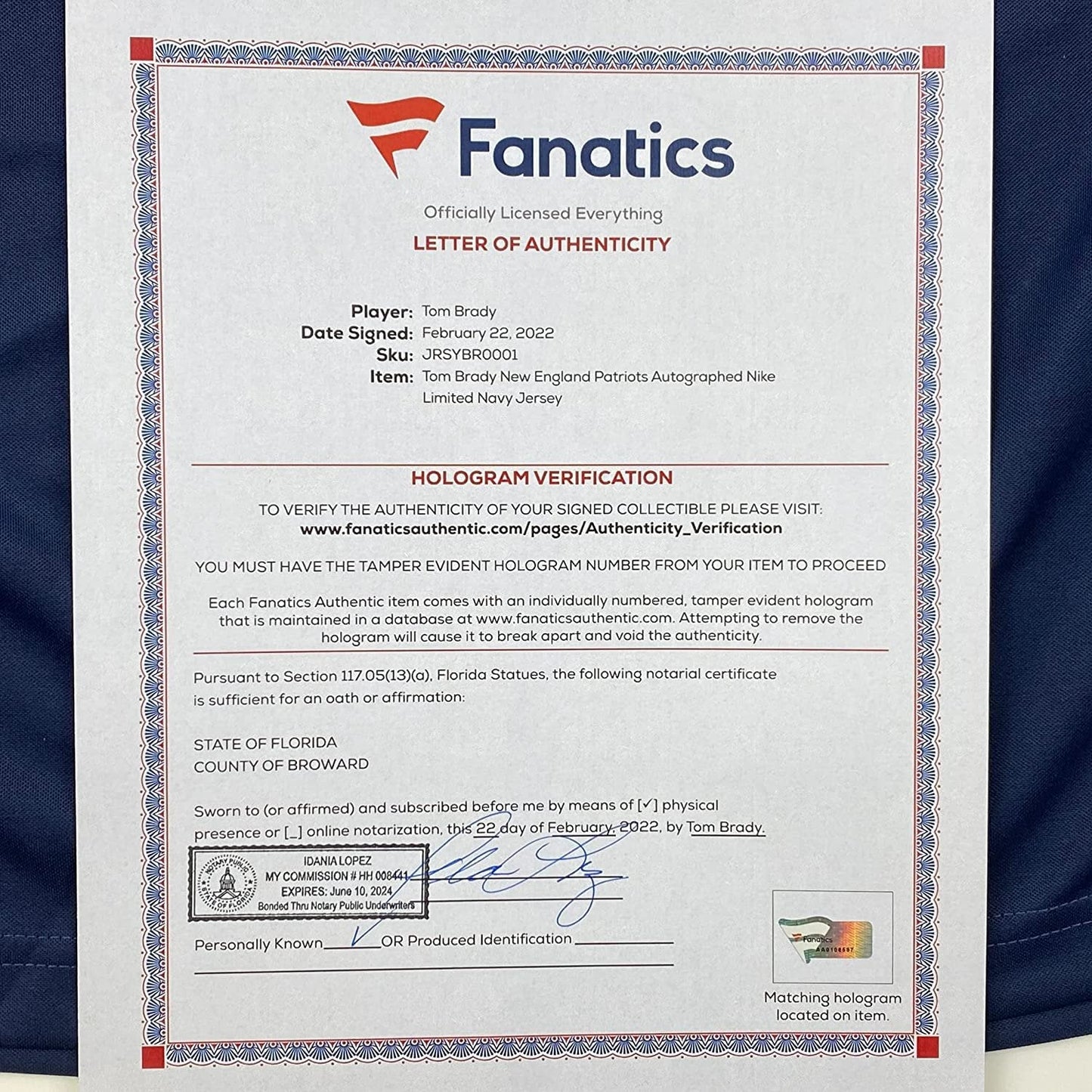Framed Autographed/Signed Tom Brady 35x39 New England Patriots Blue Authentic Nike Limited Football Jersey Fanatics COA/LOA