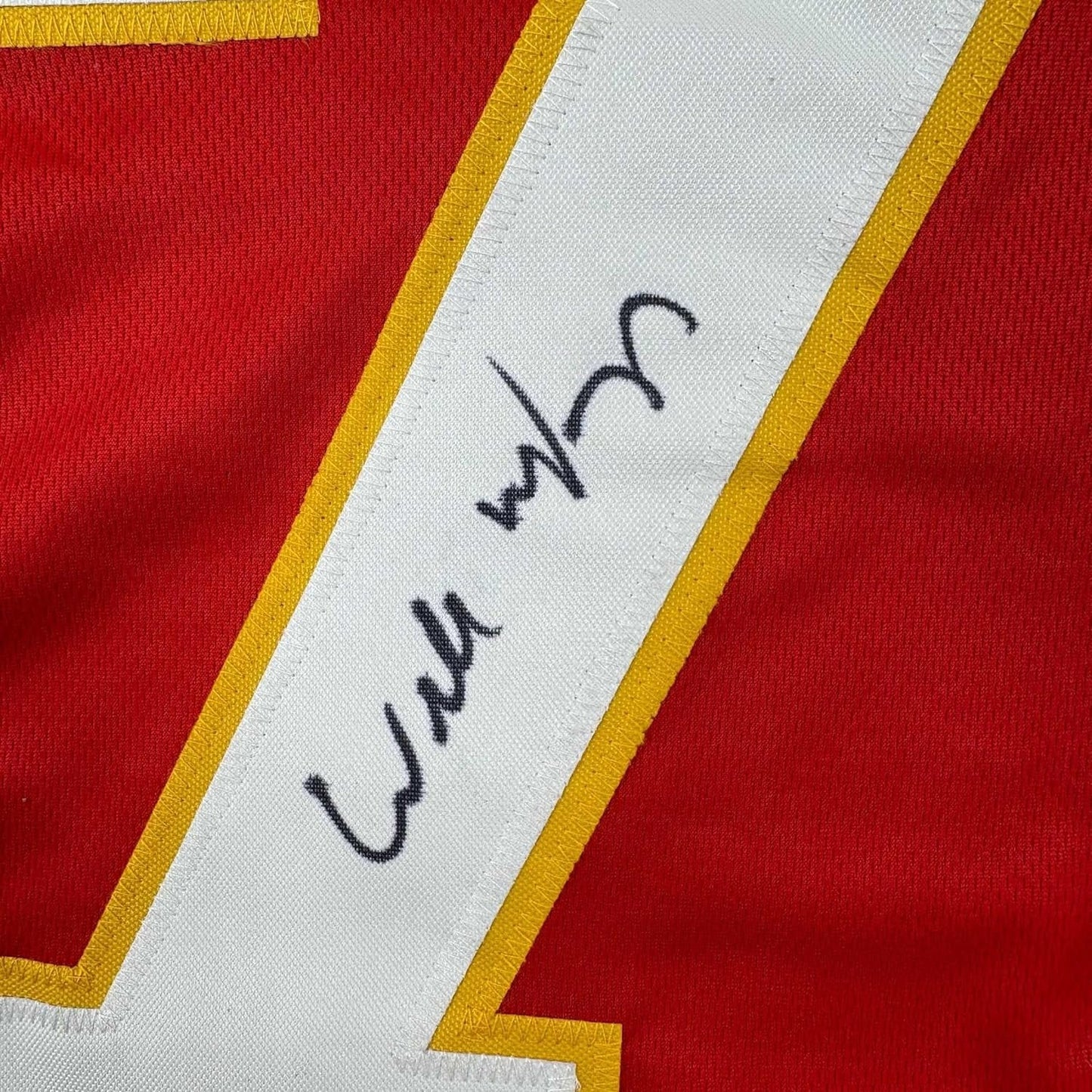 Framed Autographed/Signed Willie Roaf 35x39 Kansas City Red Football Jersey Beckett BAS COA