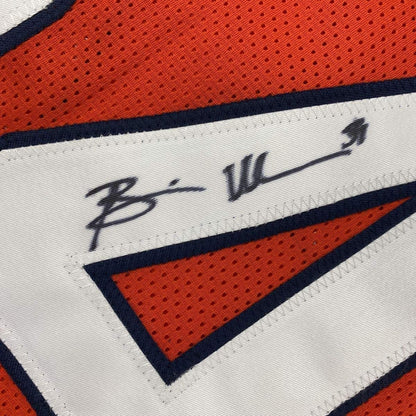Framed Autographed/Signed Brian Urlacher 35x39 Chicago Bears Orange Football Jersey JSA COA