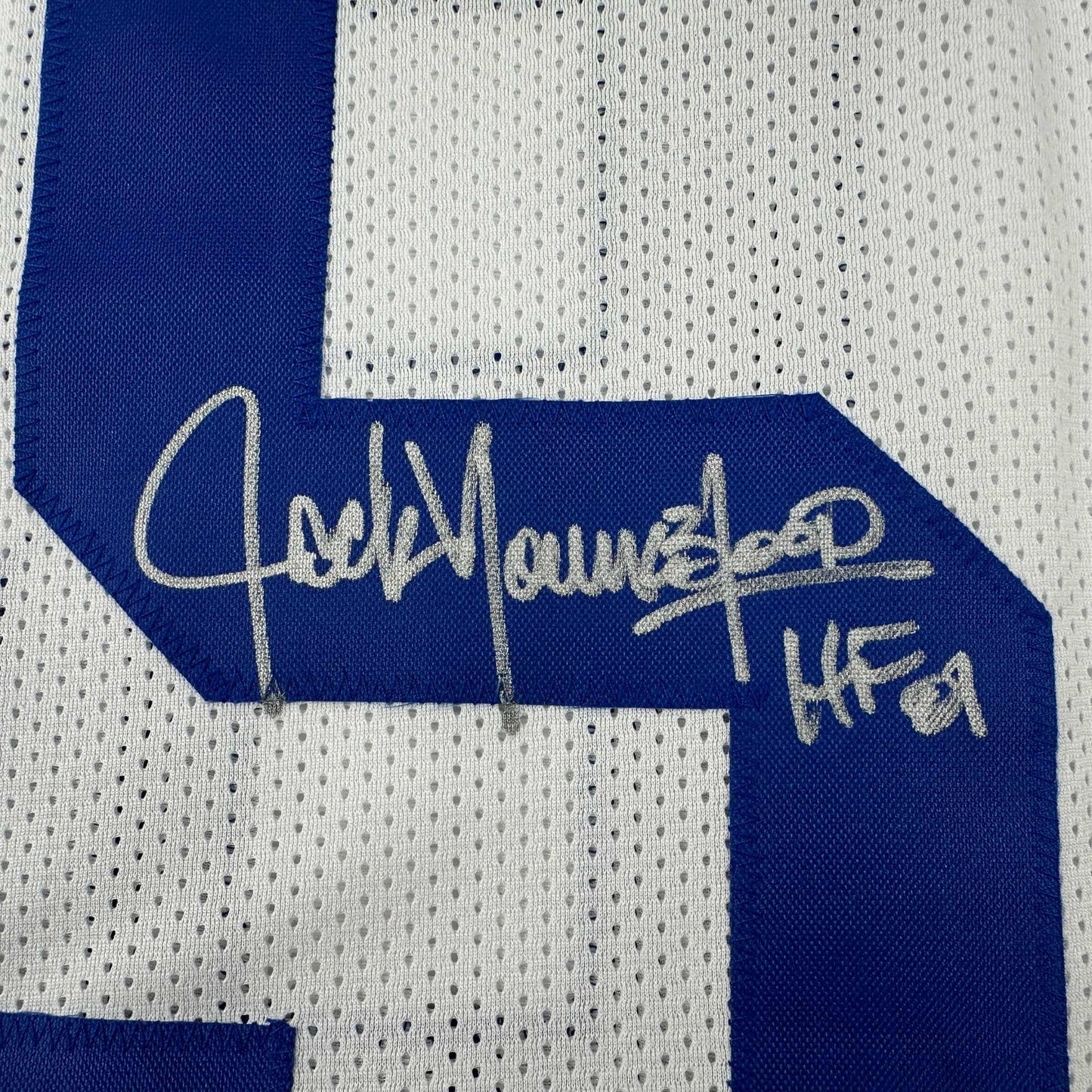 Autographed/Signed Jack Youngblood HOF 01 Los Angeles LA White Football Jersey JSA COA