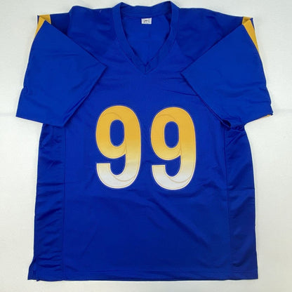 Autographed/Signed Aaron Donald Los Angeles LA Royal Blue Football Jersey Beckett BAS COA