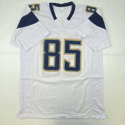 Autographed/Signed Antonio Gates Los Angeles LA White Football Jersey Beckett BAS COA