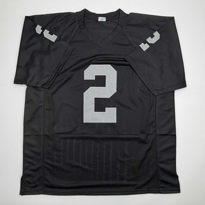 Autographed/Signed Ashton Jeanty Oakland Black Football Jersey Beckett BAS COA