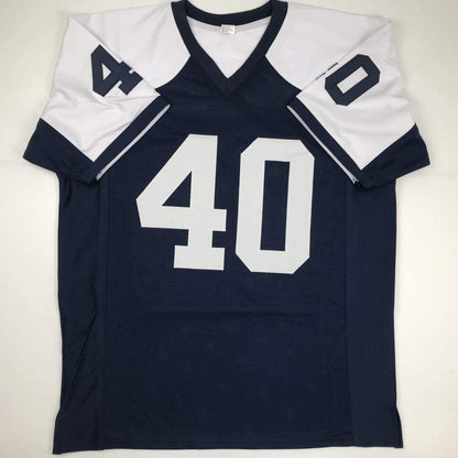 Autographed/Signed Bill Bates Dallas Thanksgiving Day Football Jersey PSA/DNA COA