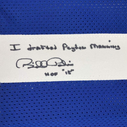 Autographed/Signed Bill Polian HOF 15 Indianapolis Blue Football Jersey JSA COA