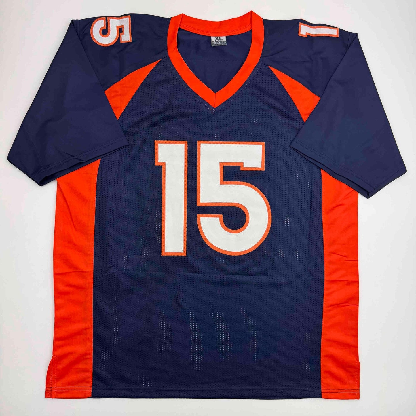 Autographed/Signed Brandon Marshall Denver Blue Football Jersey Beckett BAS COA