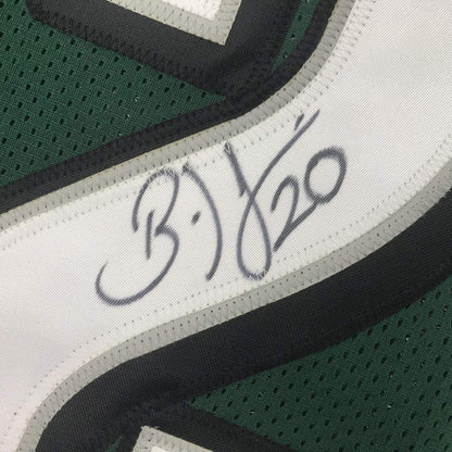 Autographed/Signed Brian Dawkins Philadelphia Green Stat Football Jersey JSA COA