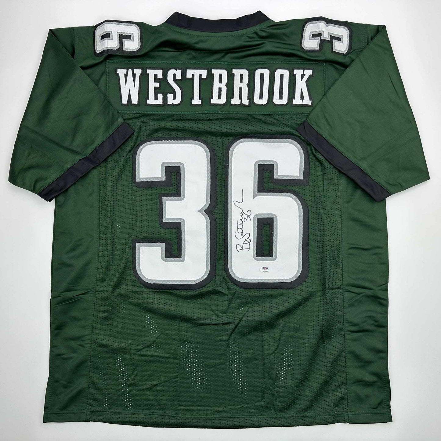 Autographed/Signed Brian Westbrook Philadelphia Green Football Jersey PSA/DNA COA