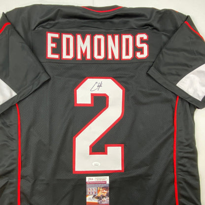 Autographed/Signed Chase Edmonds Arizona Black Football Jersey JSA COA