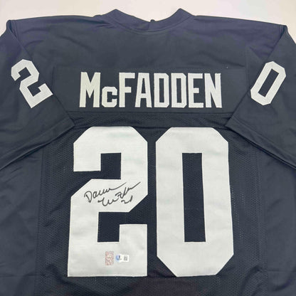 Autographed/Signed Darren McFadden Las Vegas Oakland Black Football Jersey Beckett BAS COA