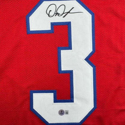 Autographed/Signed DeMario Douglas New England Red Football Jersey Beckett BAS COA