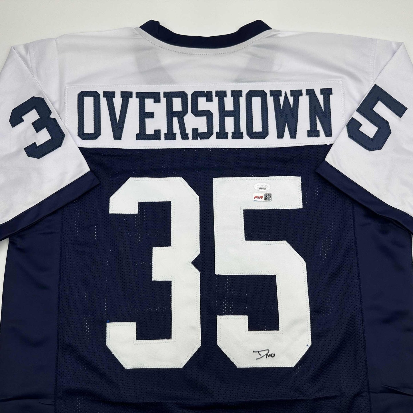 Autographed/Signed DeMarvion Overshown Dallas Thanksgiving Day Football Jersey JSA COA