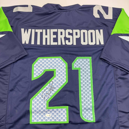 Autographed/Signed Devon Witherspoon Seattle Blue Football Jersey JSA COA