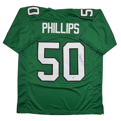 Autographed/Signed Jaelan Phillips Philadelphia Kelly Green Football Jersey PSA/DNA COA