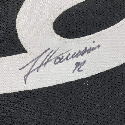 Autographed/Signed James Harrison Pittsburgh Black Football Jersey Beckett BAS COA