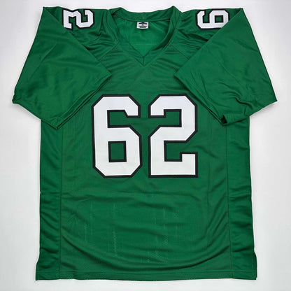 Autographed/Signed Jason Kelce Philadelphia Kelly Green Football Jersey PSA/DNA COA