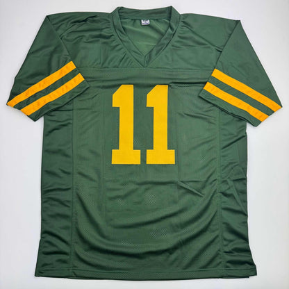 Autographed/Signed Jayden Reed Green Bay Color Rush Football Jersey Beckett BAS COA