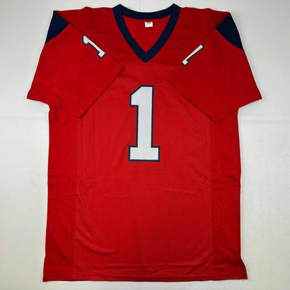Autographed/Signed Jimmie Ward Houston Red Football Jersey Beckett BAS COA