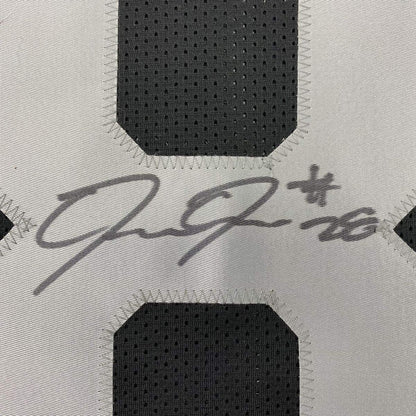 Autographed/Signed Josh Jacobs Las Vegas Oakland Black Football Jersey Beckett BAS COA