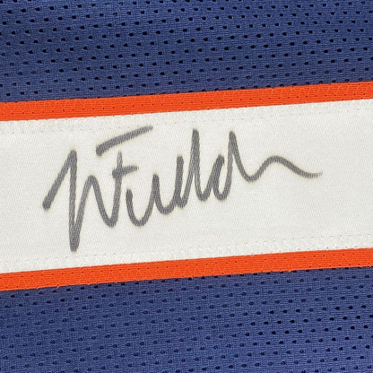 Autographed/Signed Justin Fields Chicago Blue Football Jersey JSA COA