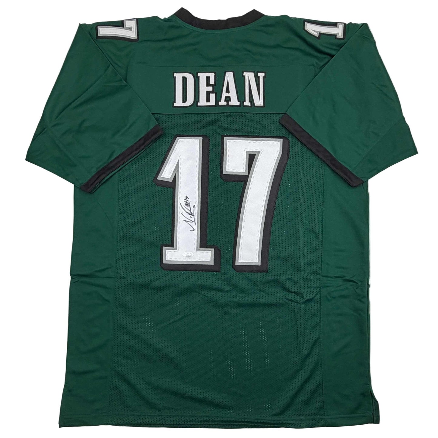 Autographed/Signed Nakobe Dean Philadelphia Green Football Jersey JSA COA