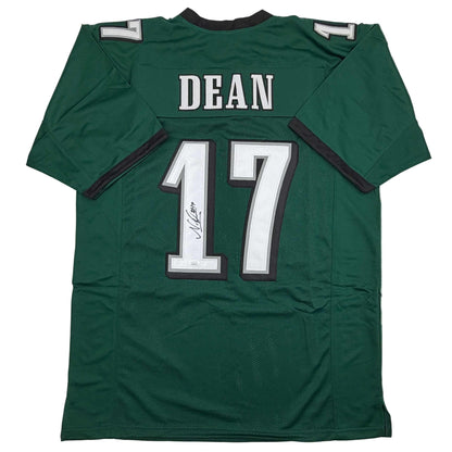Autographed/Signed Nakobe Dean Philadelphia Green Football Jersey JSA COA