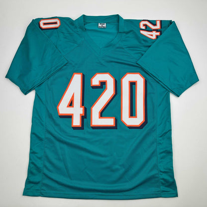 Autographed/Signed Ricky Williams Smoke Weed Everyday Puff Puff Run #420 Inscribed Miami Teal Football Jersey Beckett BAS COA