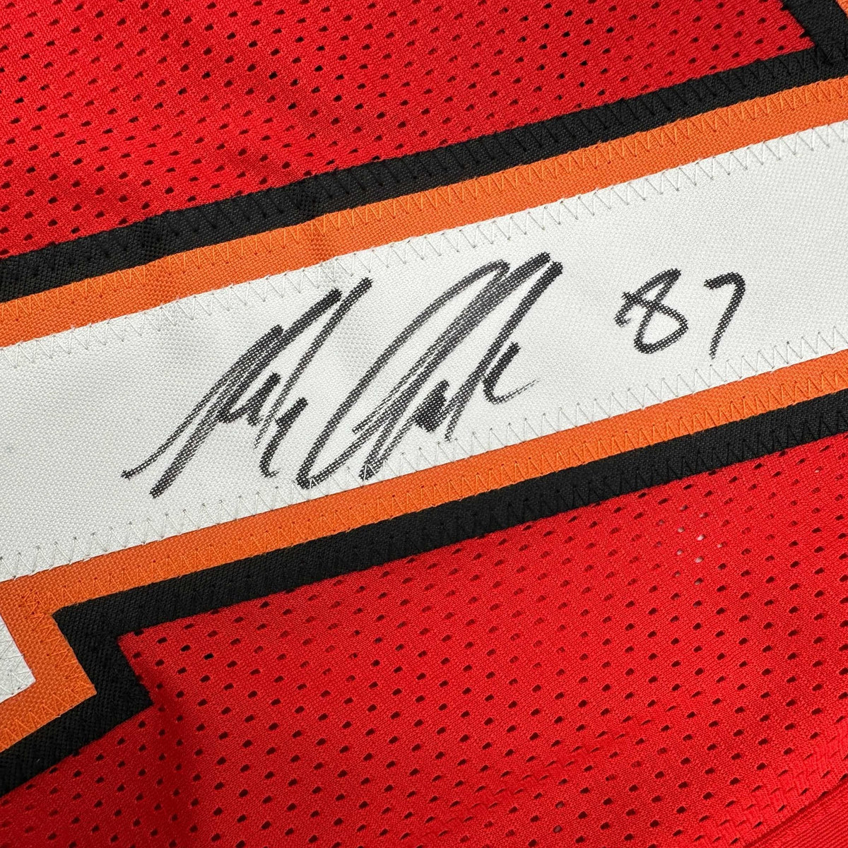 Autographed/Signed Rob Gronk Gronkowski Tampa Bay Red Football Jersey JSA COA