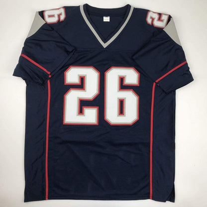 Autographed/Signed Sony Michel New England Blue Football Jersey JSA COA