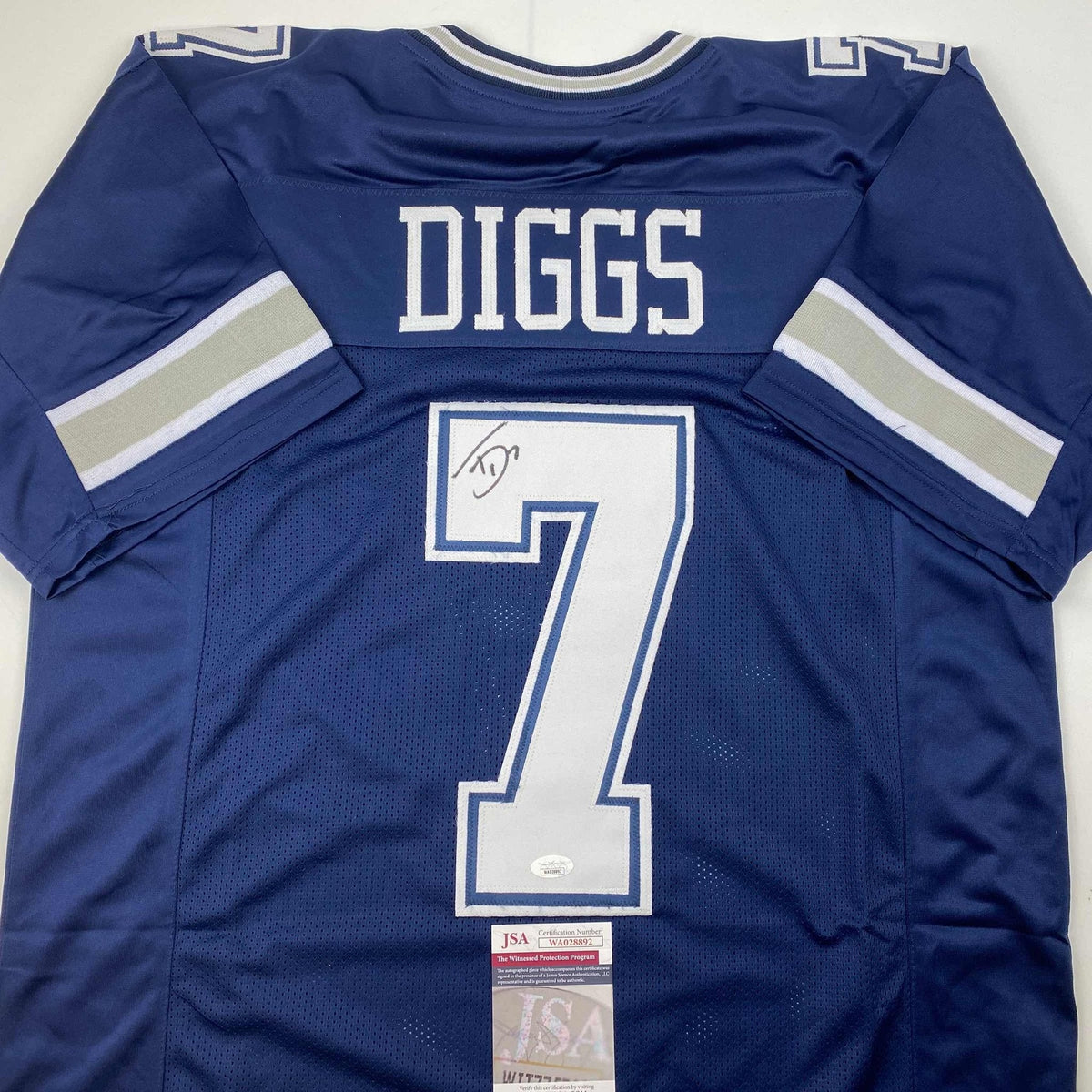 Autographed/Signed Trevon Diggs Dallas Blue Football Jersey JSA COA