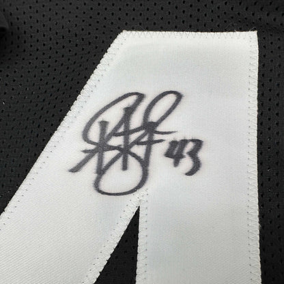 Autographed/Signed Troy Polamalu Pittsburgh Retro Black Football Jersey JSA COA